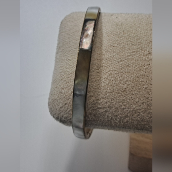 Source Unknown Jewelry - Vintage Mother Of Pearl Silver Tone Bangle